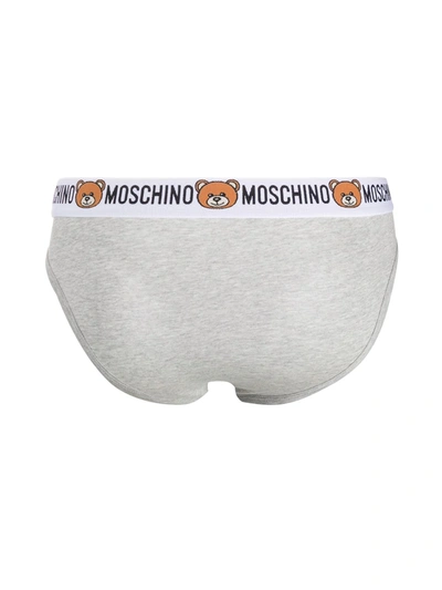 Shop Moschino Teddy Bear Waistband Briefs In Grey