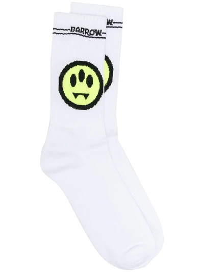 Shop Barrow Logo Knit Socks In White