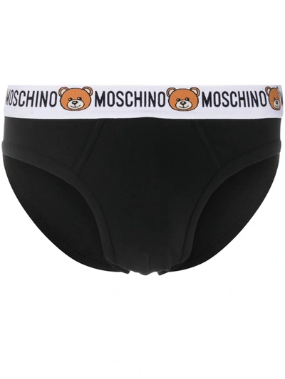 Moschino Teddy Bear-motif Briefs In Black
