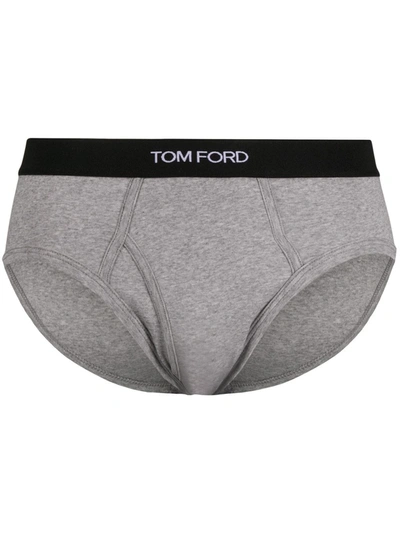Shop Tom Ford Logo Band Brief Two-set In Grey
