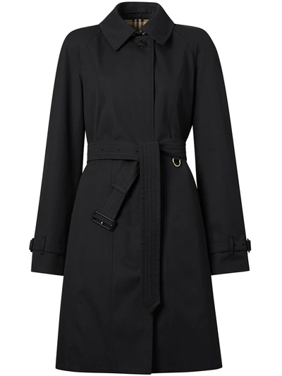 Shop Burberry Belted Swing Coat In Black