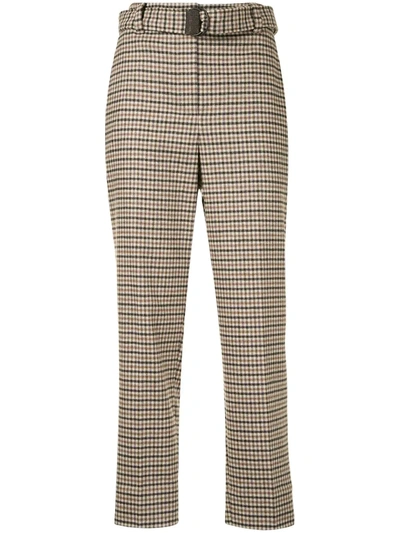 Brunello Cucinelli Checked Cropped Trousers In Brown