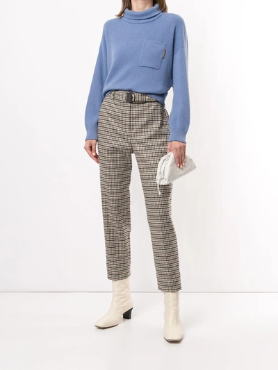 Brunello Cucinelli Checked Cropped Trousers In Brown