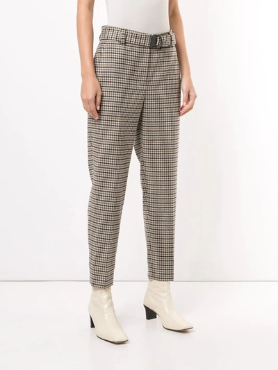 Brunello Cucinelli Checked Cropped Trousers In Brown
