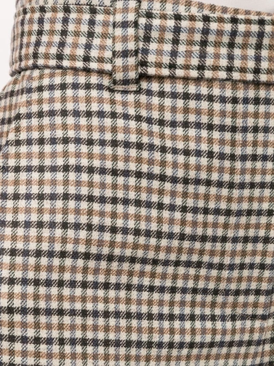 Brunello Cucinelli Checked Cropped Trousers In Brown