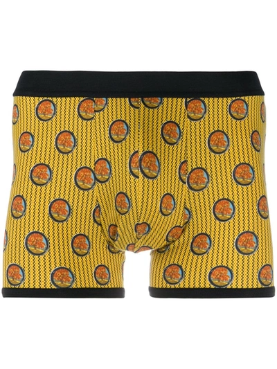 Shop Viktor & Rolf Geometric Print Boxers In Yellow