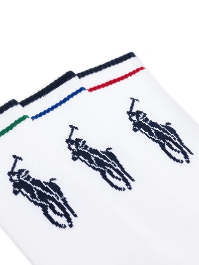Polo Ralph Lauren White Big Polo Pony Striped Sock Set In White