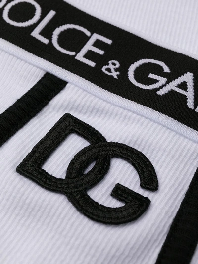 Shop Dolce & Gabbana Logo Print High-waisted Briefs In White