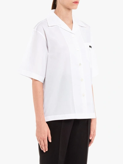 Shop Prada Panelled Bowling-style Shirt In White