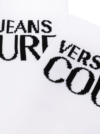 Shop Versace Jeans Couture Contrast Logo Socks In White