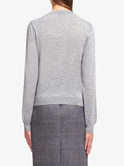 Shop Prada Logo-print Long-sleeve Jumper In Grey