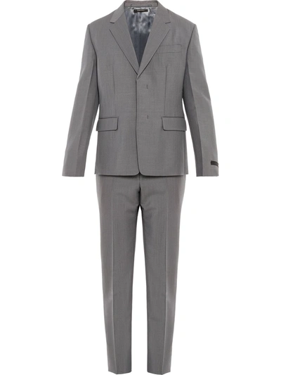 Shop Prada Single-breasted Two-piece Suit In Grey