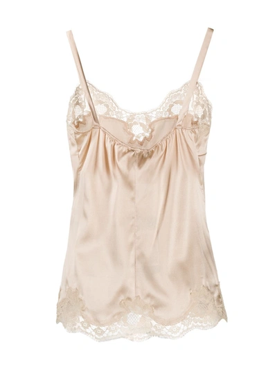 Shop Dolce & Gabbana Floral Lace-trim Camisole In Neutrals