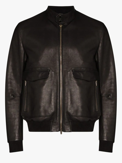 Shop Ajmone Nuvola Leather Biker Jacket In Brown