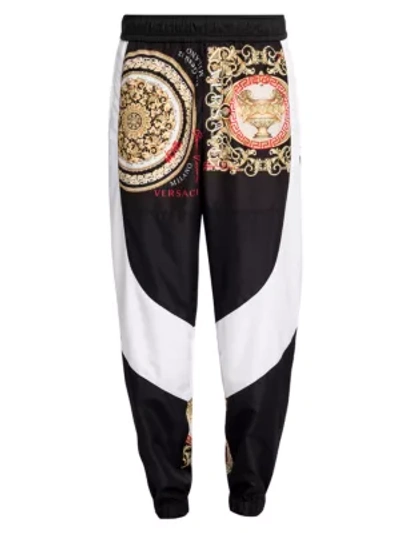Shop Versace Colorblock Baroque Track Pants In Black White