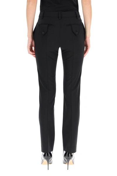 Shop Valentino Stretch Wool Trousers In Nero