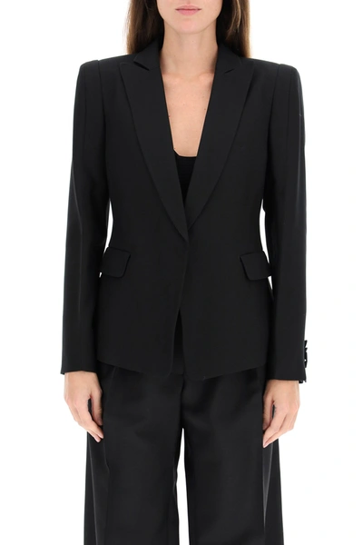 Shop Valentino Silk Blazer In Nero