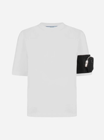 Shop Prada Sleeve Pouch Cotton T-shirt