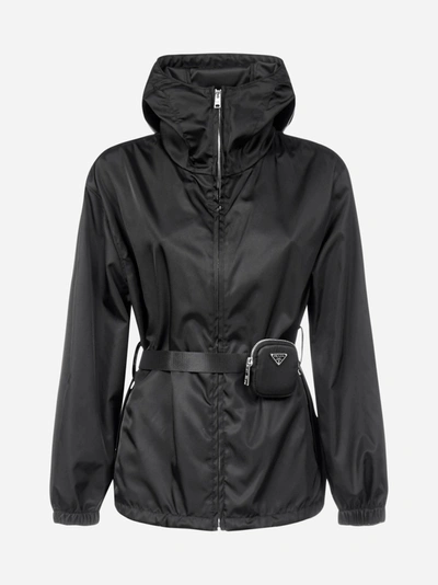 Shop Prada Pouch-belt Re-nylon Hooded Jacket