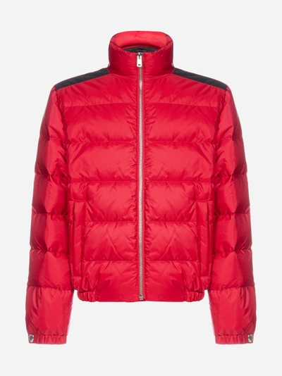 Shop Prada Quilted Nylon Down Jacket In Red - Black