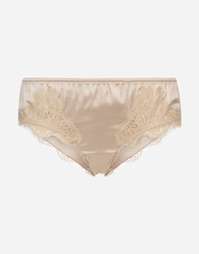 Shop Dolce & Gabbana Satin Slip With Lace