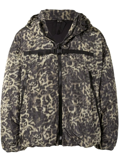 Shop N°21 Leopard-print Hooded Jacket In Multicolour