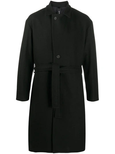 Shop Hevo Ostuni Belted Single-breasted Coat In Black