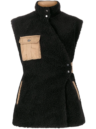 Shop Ganni Multi-pocket Wrap Vest In Black