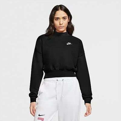 Shop Nike Women's Sportswear Essential Fleece Mock Neck Sweatshirt In Black