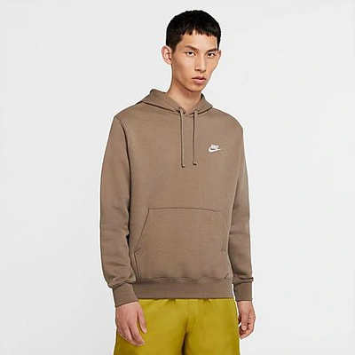 Shop Nike Sportswear Club Fleece Embroidered Hoodie In Brown