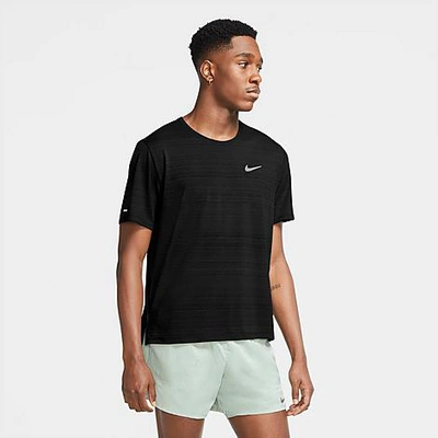 Shop Nike Men's Dri-fit Miler Running T-shirt In Black