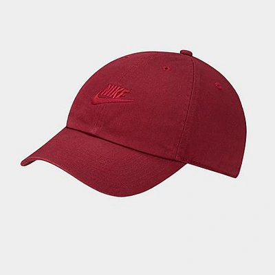 Shop Nike Sportswear Heritage86 Futura Washed Adjustable Back Hat In Dark Beetroot