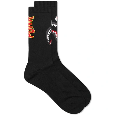 Shop A Bathing Ape 2nd Shark Sock In Black