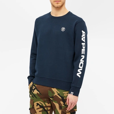 Shop Aape By A Bathing Ape Aape Logo Arm Crew Sweat In Blue