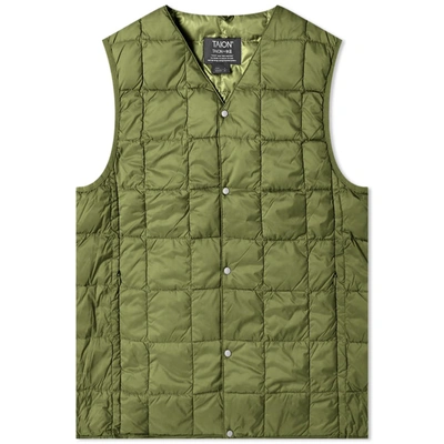 Shop Taion V-neck Down Vest In Green