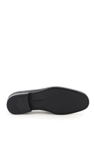 Ferragamo Grandioso Leather Loafer With Gancini Detail In Black