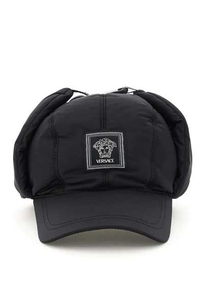 Shop Versace Medusa Patch Nylon Hat In Black