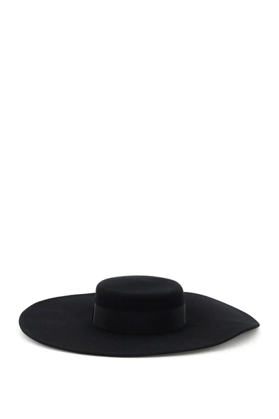 Shop Ruslan Baginskiy Large-brimmed Felt Canotier Hat In Black