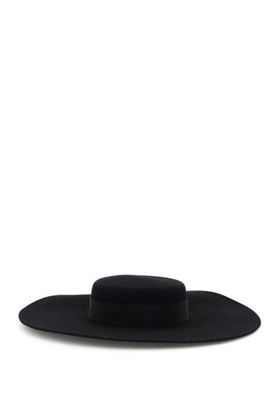 Shop Ruslan Baginskiy Large-brimmed Felt Canotier Hat In Black