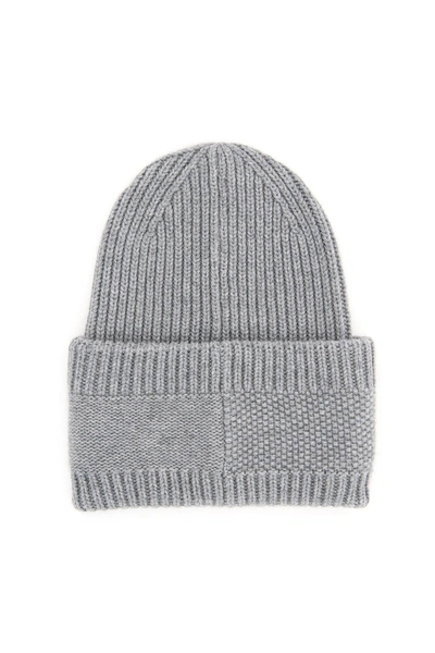 Shop Tommy Hilfiger Classic Knit Hat With Logo Embroidery In Grey
