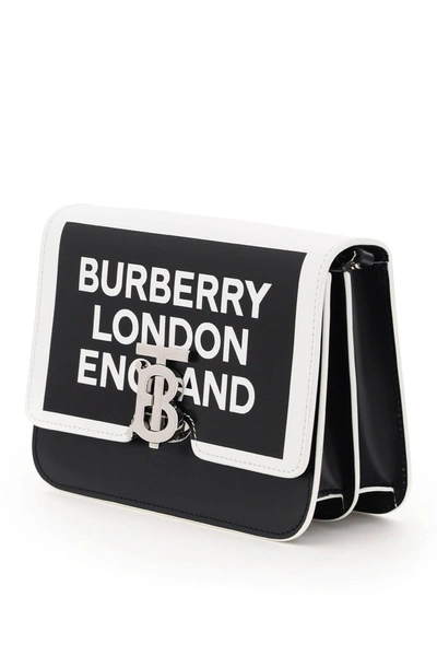 Shop Burberry Crossbody Tb Logo Print Bag In White,black