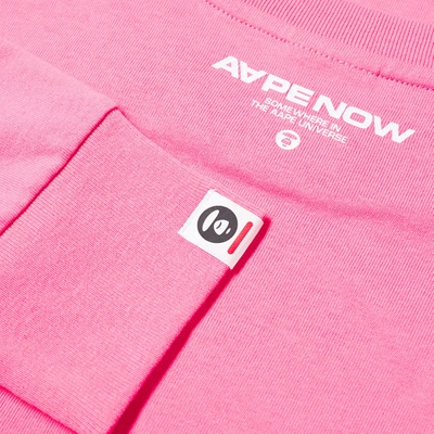 Shop Aape By A Bathing Ape Aape Long Sleeve Logo Arm Tee In Pink