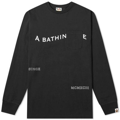 Shop A Bathing Ape Long Sleeve Ink Print Relaxed Tee In Black