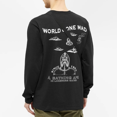 Shop A Bathing Ape Long Sleeve Ink Print Relaxed Tee In Black