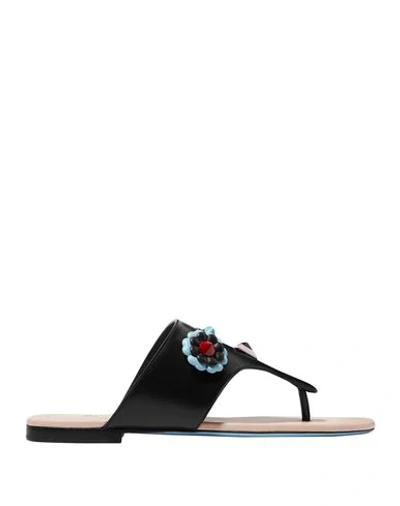 Shop Fendi Toe Strap Sandals In Black