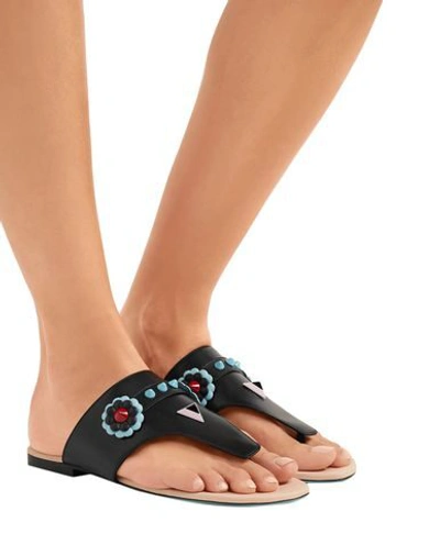 Shop Fendi Toe Strap Sandals In Black