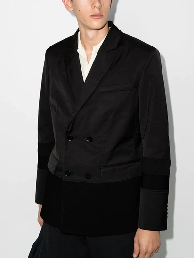 Shop Valentino Double-breasted Panelled Blazer In Black