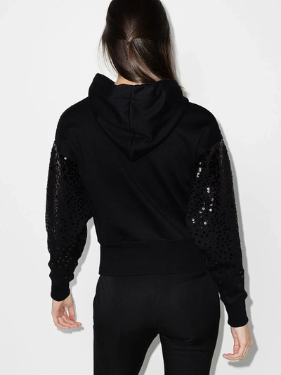 Shop Valentino Sequin Vlogo Embroidered Hoodie In Black