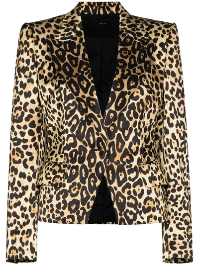 Shop Tom Ford Leopard-print Single-breasted Blazer In Black