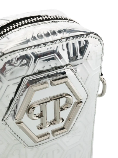 Shop Philipp Plein Logo-embossed Crossbody Bag In Silver